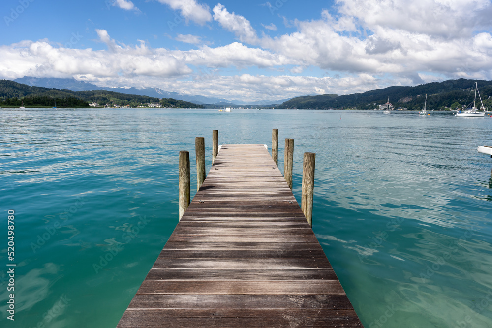 Fototapeta premium Dock at the Woerthersee in Carinthia, Austria