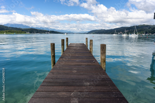 Dock at the Woerthersee in Carinthia  Austria