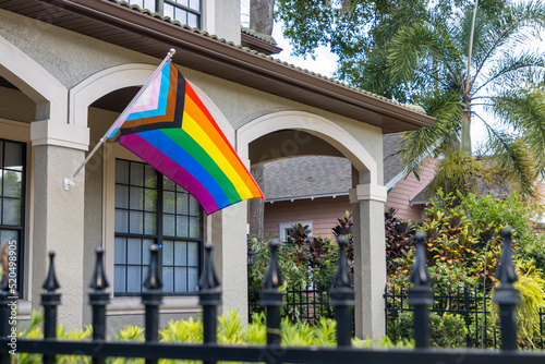 Obraz na płótnie Progress pride flag on home