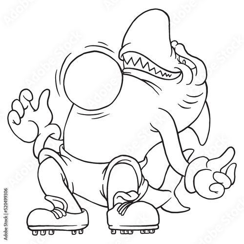 Coloring illustration of cartoon football freestyler shark photo