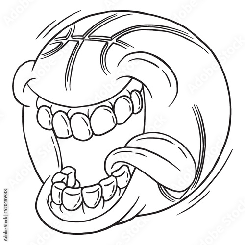 Coloring illustration of cartoon crazy basketball