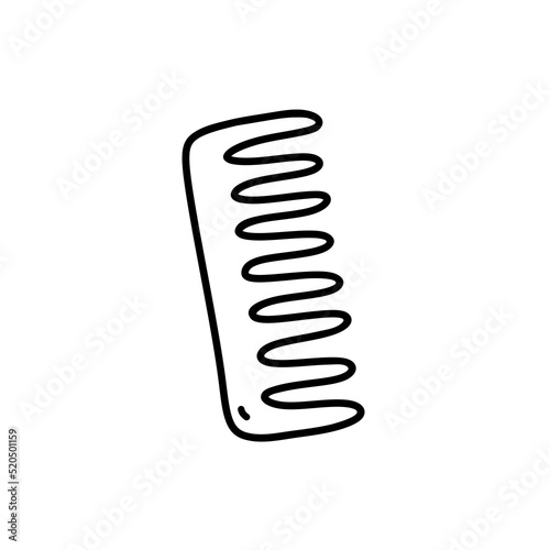 Hair comb isolated on white background. Vector hand-drawn illustration in doodle style. Perfect for cards, decorations, logo, various designs. Hair care accessory.