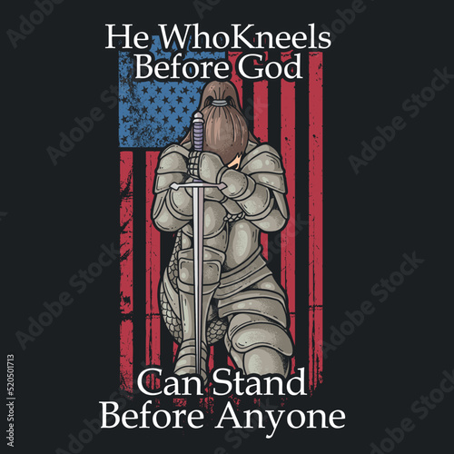 knight women kneels for praying