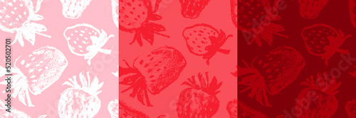 Strawberry pattern seamless, strawberries illustration, hand-drawn vector red berry for vegan banner, juice or jam label design. Ripe berries background for baby food packaging. Strawberry backdrop.