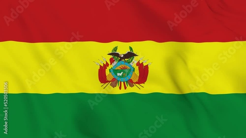 realistic Plurinational State of Bolivia waving flag. smooth 4k video seemless loop  photo