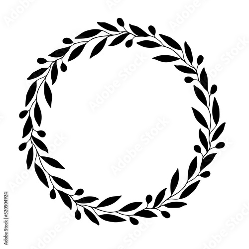 Olive wreath Sketched Floral Frame.Vector templates for Invitation Cards, Save the Date rustic hand drawn illustration