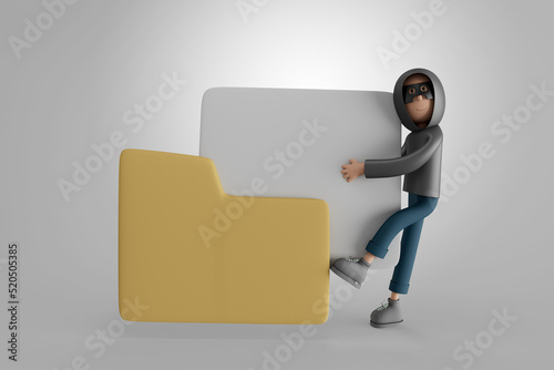 3D character Male thief wearing mask commit crime