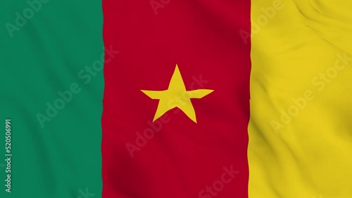 realistic Republic of Cameroon waving flag. smooth 4k video seemless loop  photo