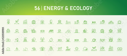 Environment nature line icons collection. ESG concept, net zero in environmental, social and governance. Banner design. Line icon set. EPS10 vector illustration.