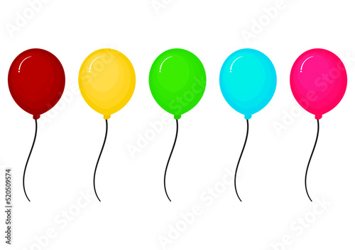 a collection of colorful balloon illustrations on a white background