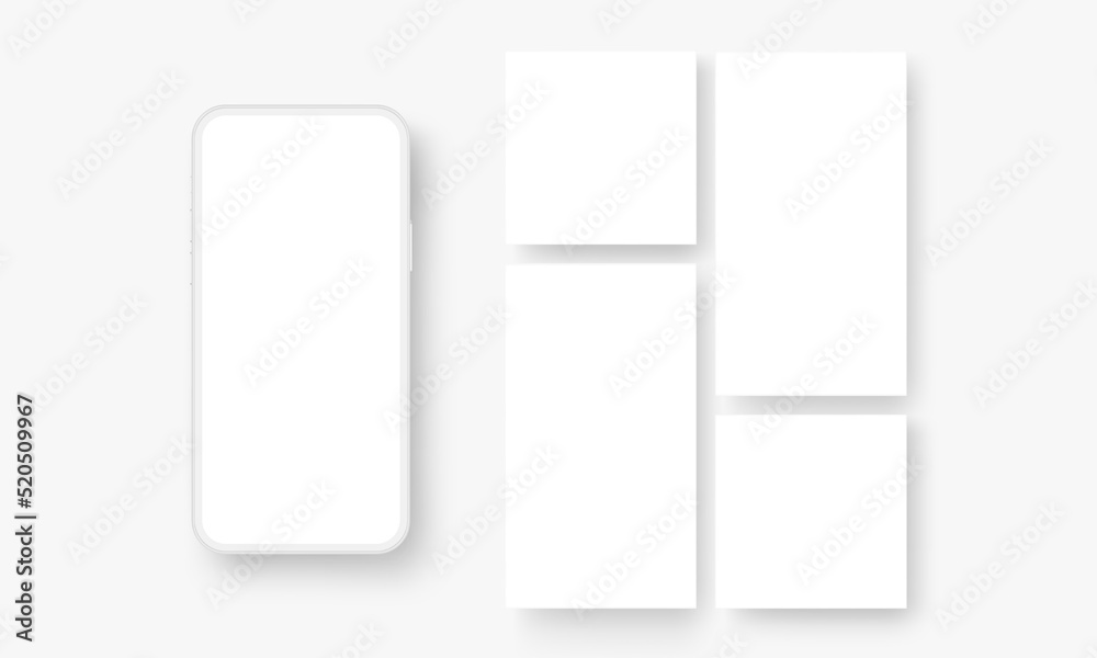 Clay Cellphone and Blank Templates for Social Media Posts Design. Vector Illustration