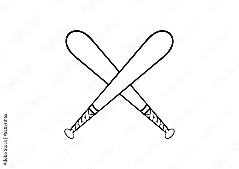 hand drawn baseball bat on white background hand drawn baseball bat on white background