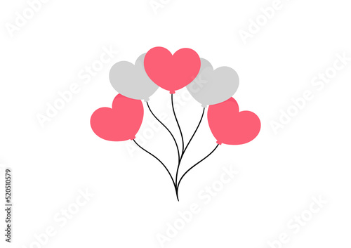 illustration of a heart shaped balloon on a white background