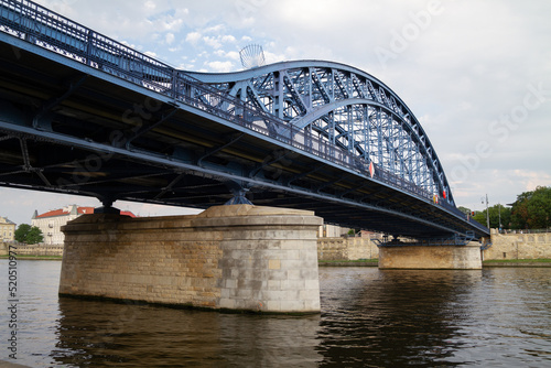 Jozef Pilsudski bridge Kraków (Most Marszałka Józefa Piłsudskiego, Second Bridge, Józef Piłsudski) on Vistula River (Wisła) in Krakow, Poland.