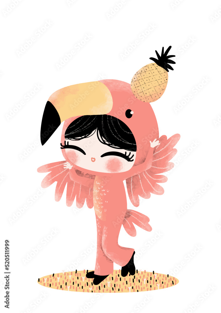 Enfant déguisé.e en flamant rose