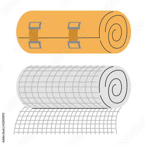Two medical bandages vector isolated. Elastic roll, gauze bandage. First aid treatment, help in emergency case.