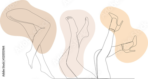 many female legs drawing by one continuous line vector