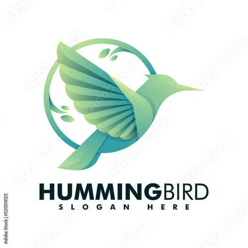 Vector Logo Illustration Hummingbird Gradient Colorful Style.