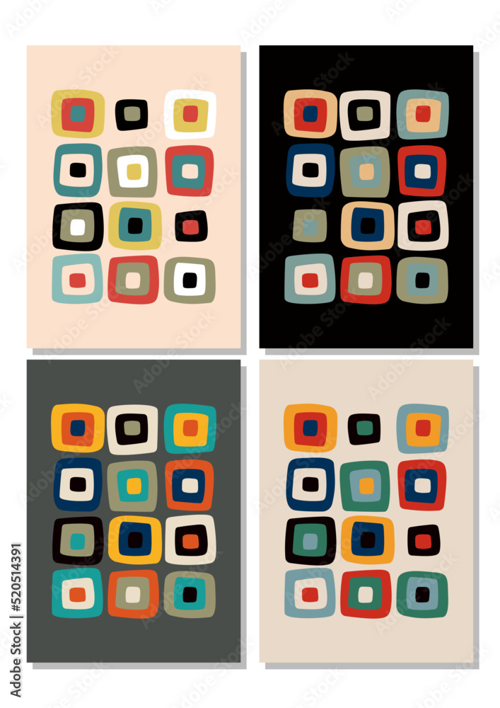 1950s-1960s Populuxe Retro Style Abstract Patterns Set. Mid Century ...