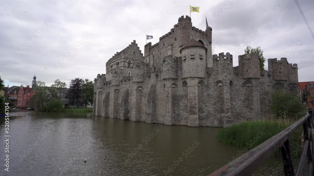 Ghent, Gravensteen castle on an overcast day. Belgium