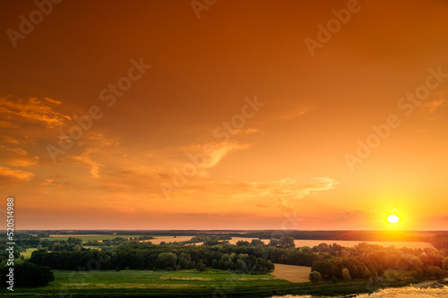 Orange sunset in the countryside