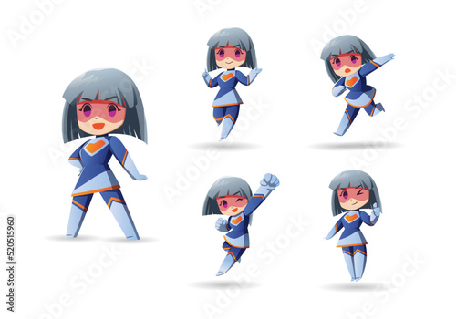 blue white orange short hair Super Hero Girl