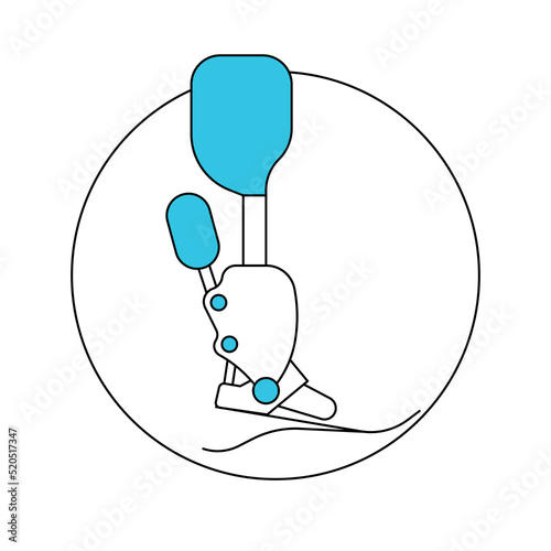 Round template health care icon, prosthetic leg symbol
