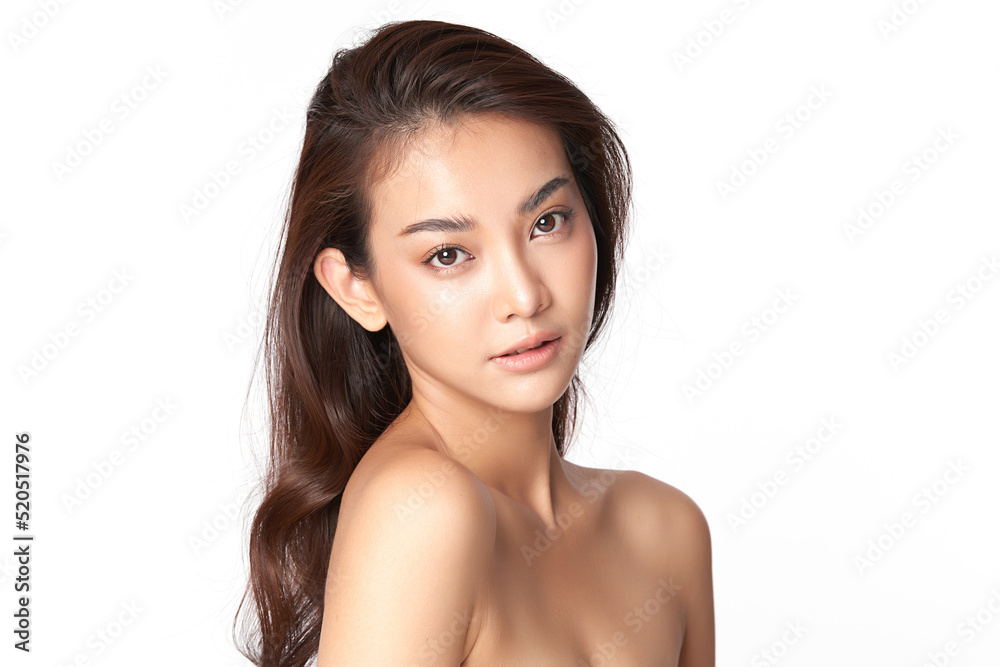 Beautiful young asian woman with clean fresh skin on white background, Face care, Facial treatment, Cosmetology, beauty and spa, Asian women portrait. Beautiful young asian woman with clean fresh skin on white background, Face care, Facial treatment, Cosmetology, beauty and spa, Asian women portrait.