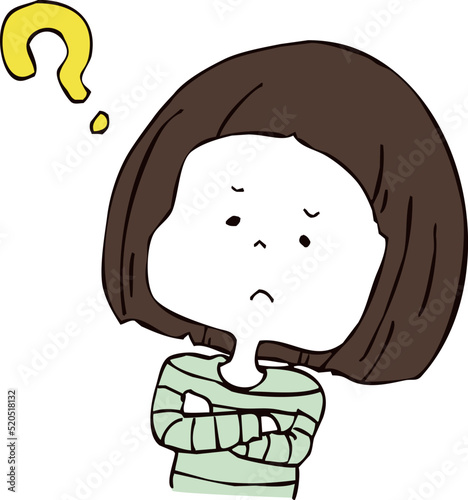 腕組みして考える女の子