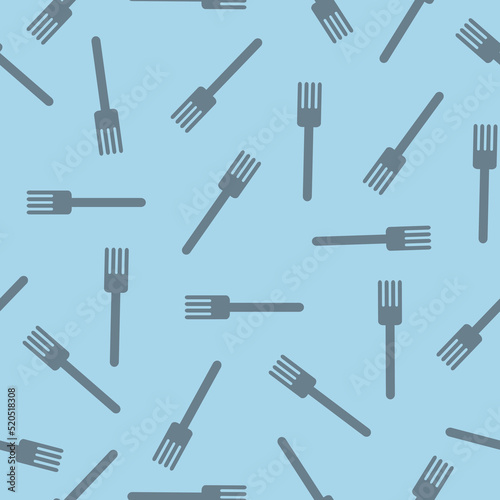cutlery vector forks on blue background seamless pattern