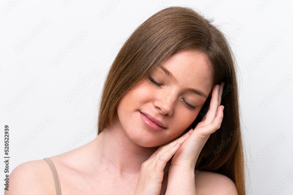 Young caucasian woman isolated on white background . Portrait Young caucasian woman isolated on white background . Portrait