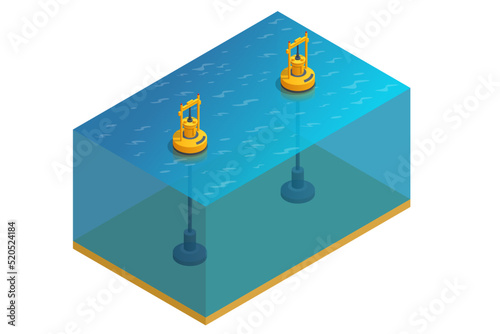 Isometric a wave power station is a power station located in a water environment, the purpose of which is to obtain electricity from the kinetic energy of waves. Wave power farm or wave energy park