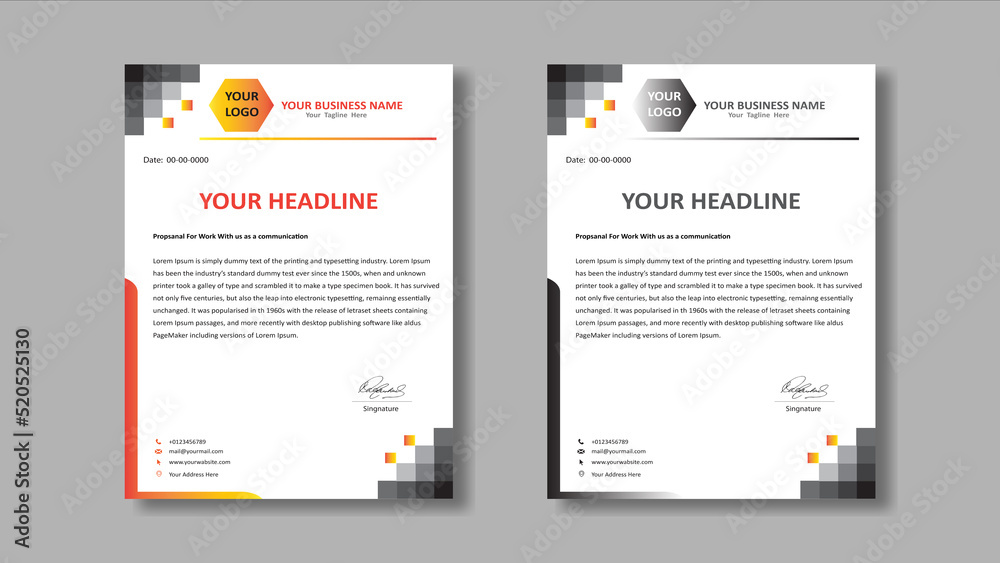Professional business letterhead vector template design. Vector design illustration. Business style print ready letterhead for your corporate project.