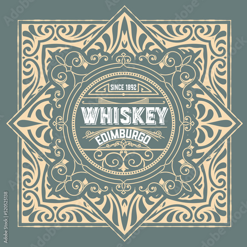 Whiskey label with old frames