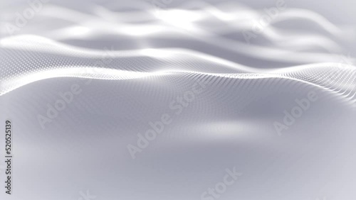 Particles blue wave Cyber technology background loop. Abstract seamless animation of mesh glowing dots digital luxurious wave particles flows background, Motion of digital data flow.