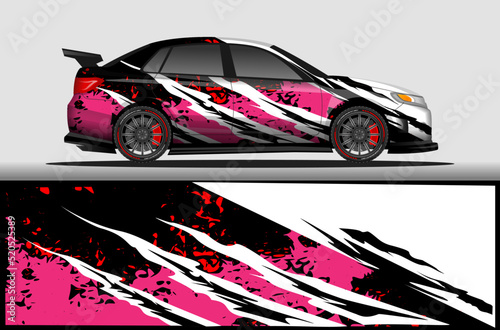 Car livery wrap decal, rally race style vector illustration abstract background