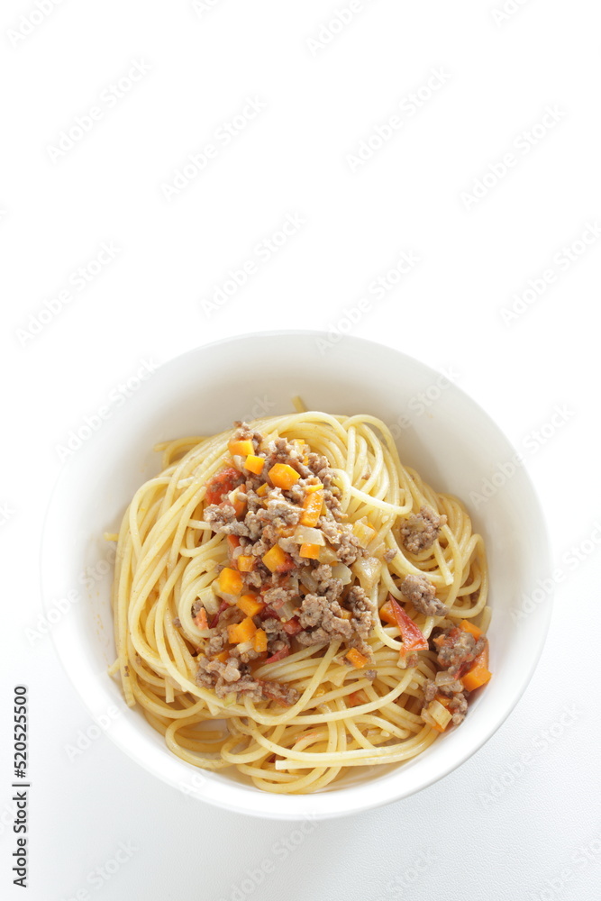 Homemade meat sauce spaghetti, for Italian pasta meal 