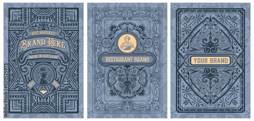 Set of 3 vintage labels for packing