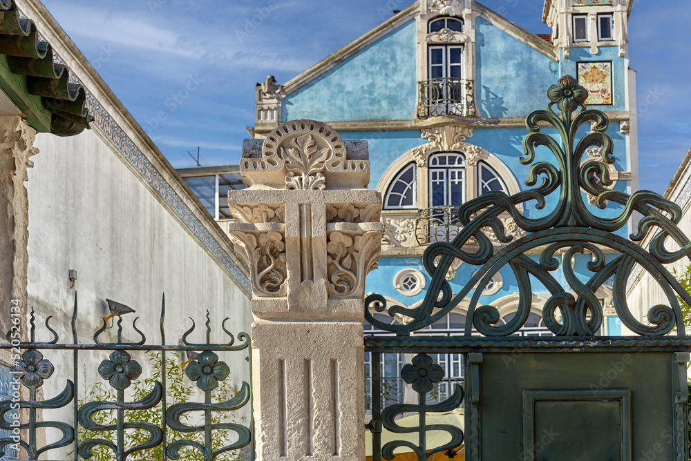 October 09, 2016: facade Art Nouveau style in the museum of Arte Nova de Aveiro in Aveiro, Portugal