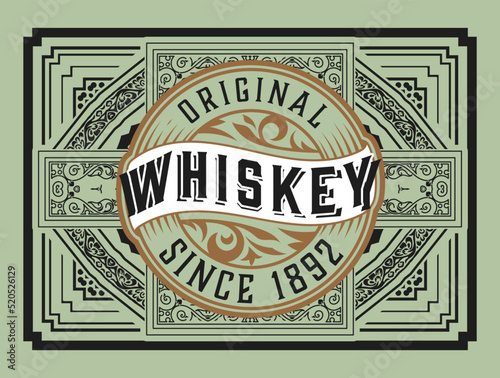 Whiskey label with old frames