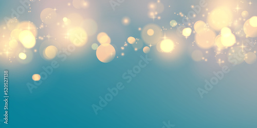 Blurred abstract blue background with luxurious glittering golden light. for various festival decorations golden bokeh abstract background
