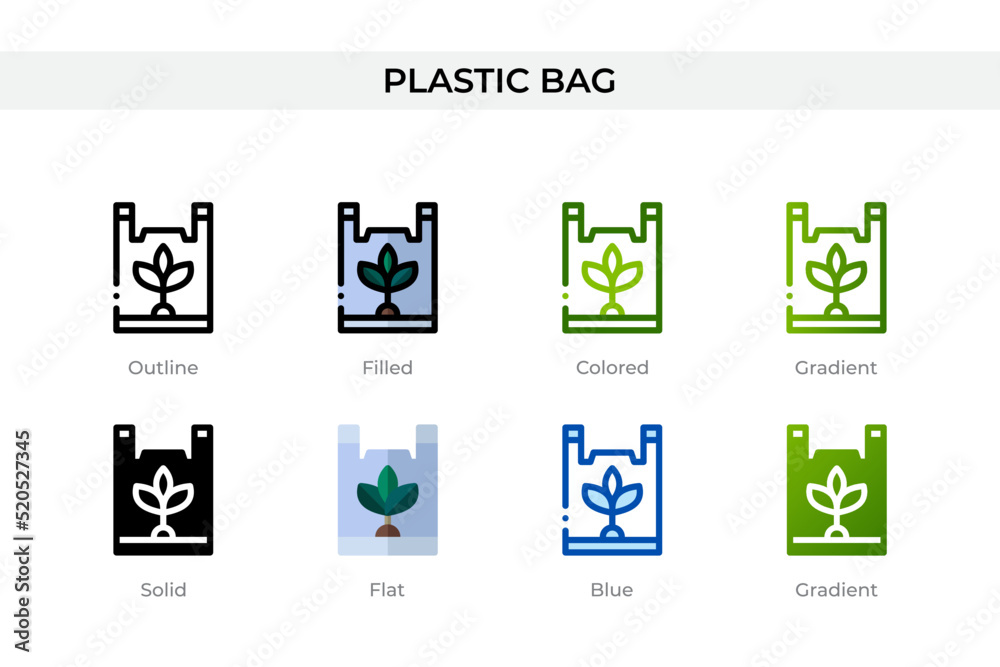 Plastic bag icon in different style. Plastic bag vector icons designed