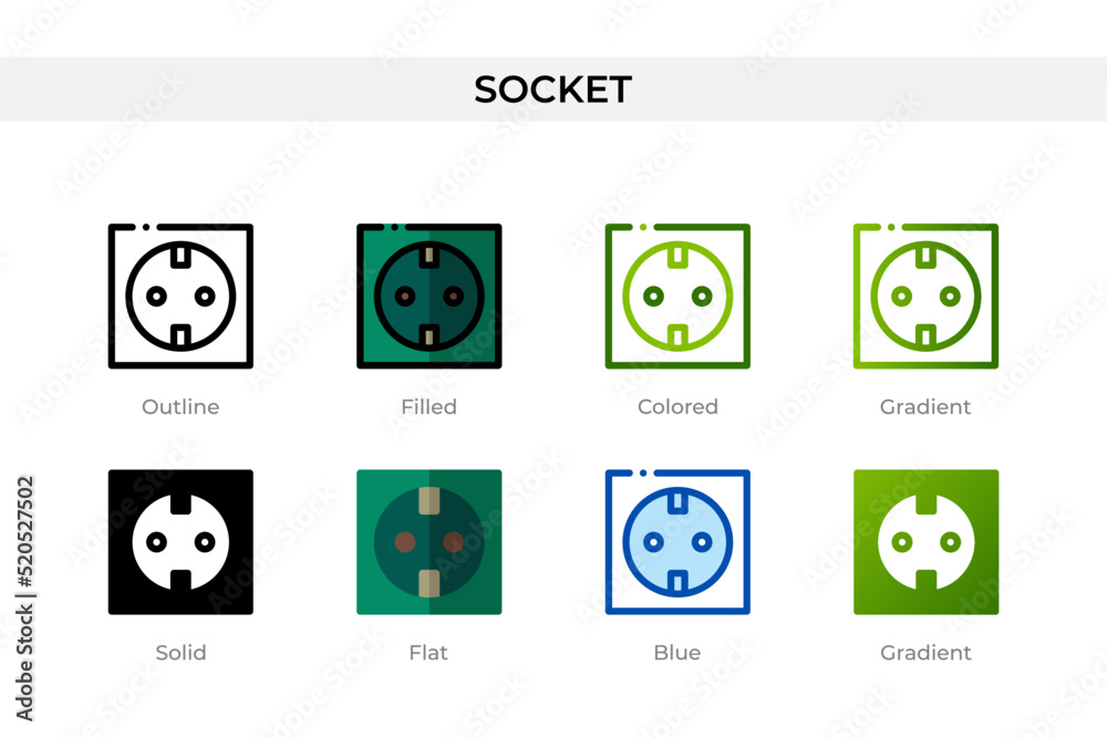 Socket icon in different style. Socket vector icons designed in outline ...