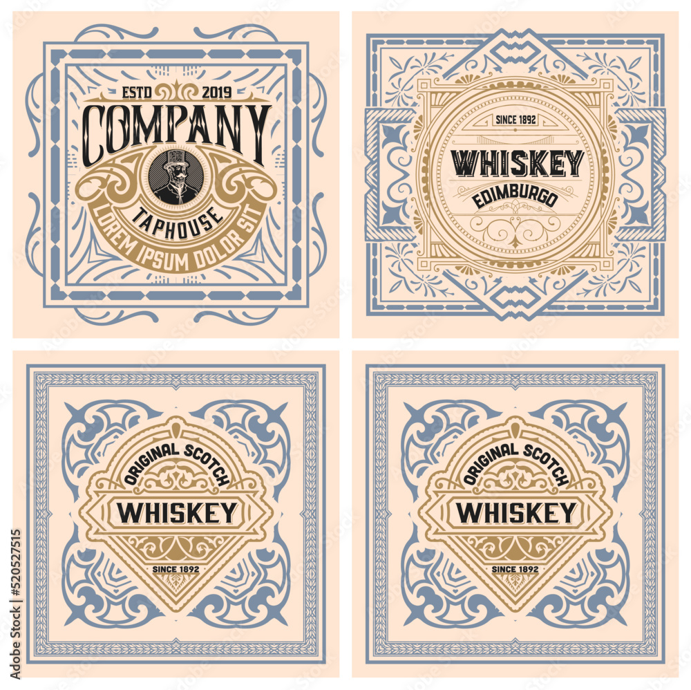 Set of 4 vintage labels for packing