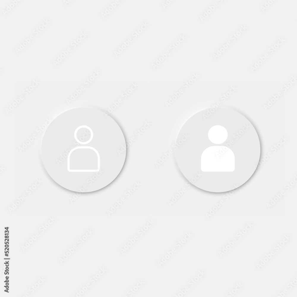 User icon button in neomorphism style trend digital circle User icon button in neomorphism style trend digital circle