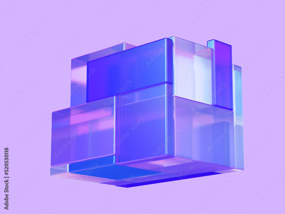 3D rendered illustration of half-transparent blocks in different colors. Composition with glass cubes and glass fields. Visualization for data and technology. 3D rendered illustration of half-transparent blocks in different colors. Composition with glass cubes and glass fields. Visualization for data and technology.