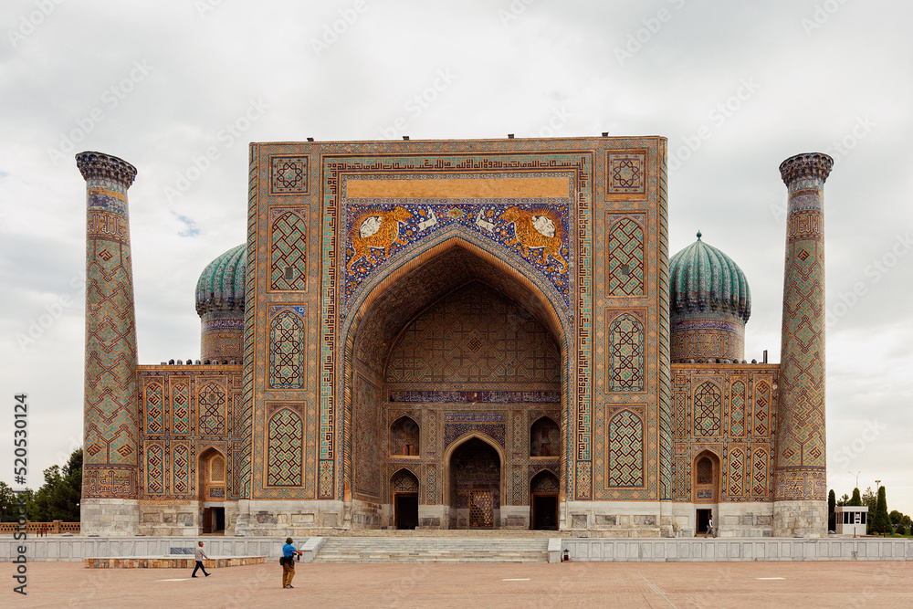 View of Sherdor Madrasah in Samarkand. Uzbekistan