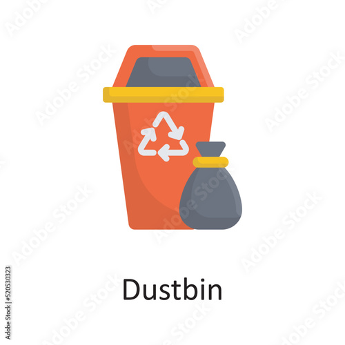 Dustbin vector flat Icon Design illustration. Miscellaneous Symbol on White background EPS 10 File