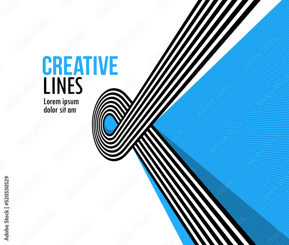 Creative lines vector abstract background, 3D perspective linear graphic design composition, stripes in dimensional rotation poster or banner. Creative lines vector abstract background, 3D perspective linear graphic design composition, stripes in dimensional rotation poster or banner.