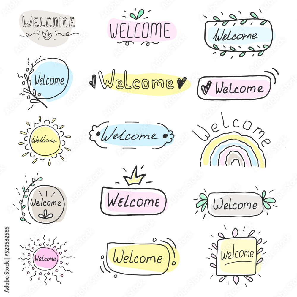 welcome in doodle style